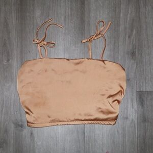 Forever 21 Tan Satin Crop Top
